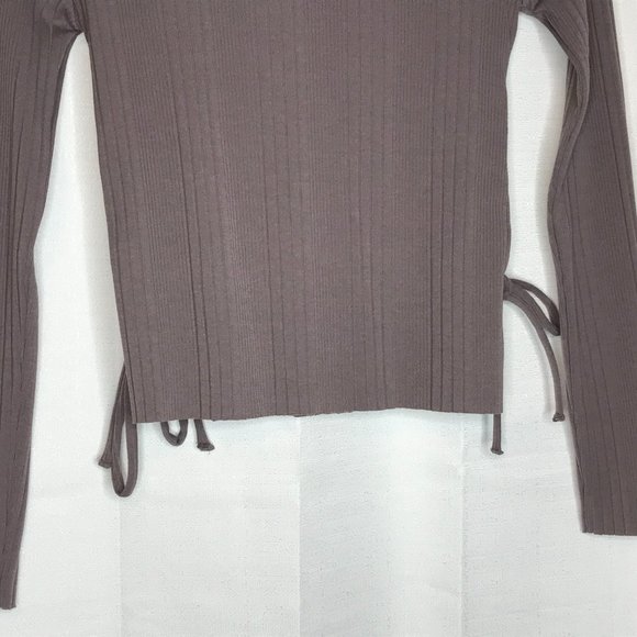 Forever 21 Side Ties Blouse Sweater Top Long Sleeve Taupe Medium - Picture 9 of 11